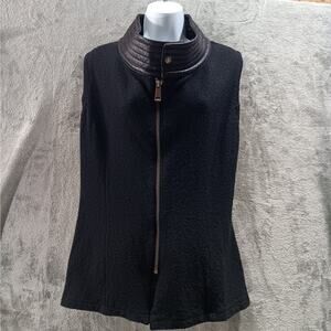 Live‎ A Little Women's Vest Size Large Black Full Zip Semi Fitted Wool Blend